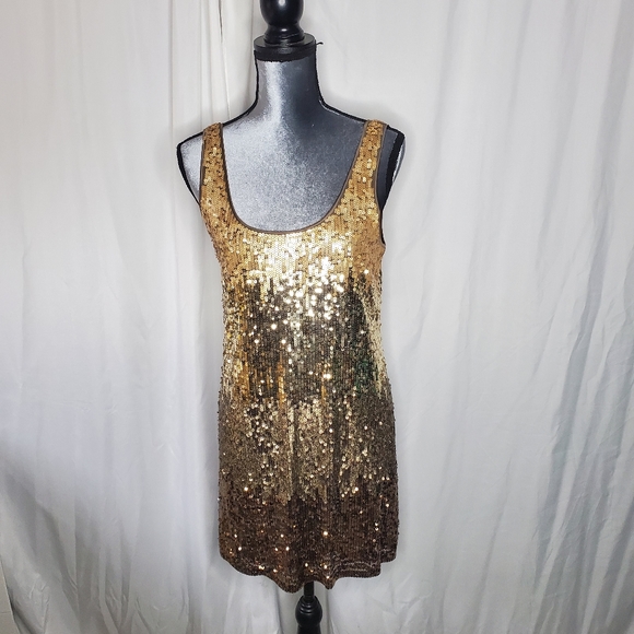 ◇◇ Express Ombre Metallic Sequined Bodycon Tank Dress Size Medium - Picture 1 of 7